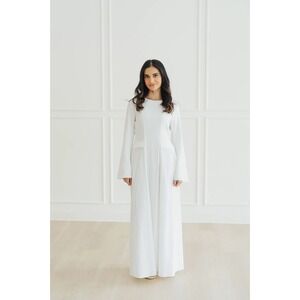 ELAA Hana XXS White Cotton Maxi Dress Long Sleeve Lined Modest Cottagecore